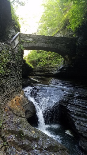 bridge with waterfall